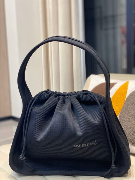

fashionable wang knitted tote bag bundle drawstring opening women's stripe handbag luxury designer bag id michafl_kops