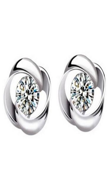 

high grade white gold plating austrian crystal stud earrings 925 sterling silver earrings for wedding party 7493398, Golden;silver