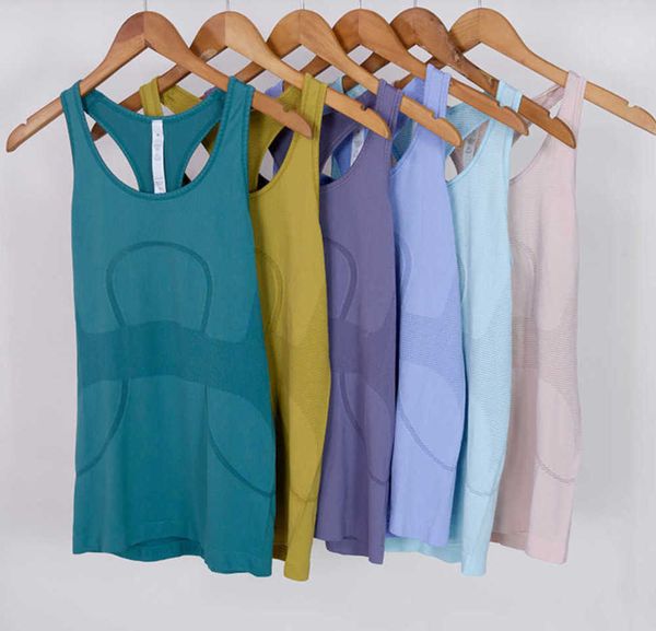 

shaping outfit lu yoga vest solid workout backless shirts sports fitness tank thin women active wear sleeveless gym t shir swiftly techg app, Gray