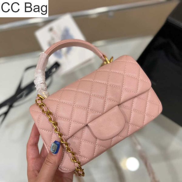 

cc bag 9a hand flap bag classic caviar grain cowhide leather quilted plaid weave chain gold hardware shoulder messenger bag wholesale luxury, White