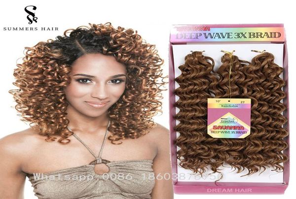 

non chemical synthetic trss hair natural looking ombre color wavy curly synthetic crochet braids bulk hair extension7972464, Black