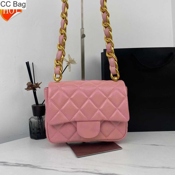

cc bag 9a 2023 womens luxury designer shoulder bags 2023 fashion clamshell bag texture sheepskin seven color selection of gold chain crossbo, White