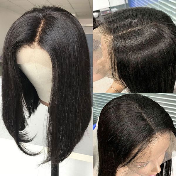 

ably short bob wigs transparent 13x4 lace front wigs for women brazilian straight human hair lace front, Black;brown