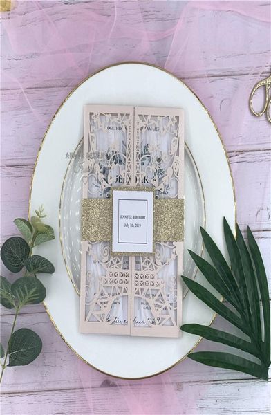 

blush eiffel tower paris laser cut wedding invitations quinceanera invites laser cut sweet 15 invitations french theme9419042, Black