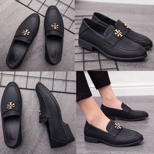 

loafers black gentleman business shoes autumn new products daily party pointed low heel round toe horse rank buckle decorative leather shoes