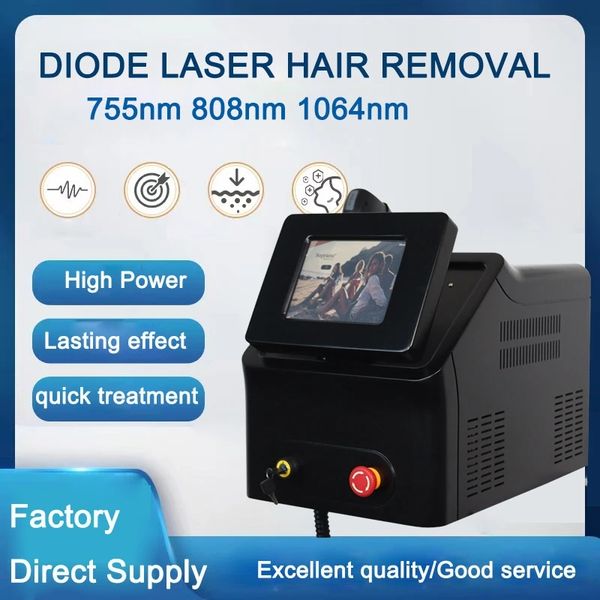 

2023 new home beauty instrument portable diode laser 3 wavelength 755nm 808nm 1064nm hair removal machine, Black