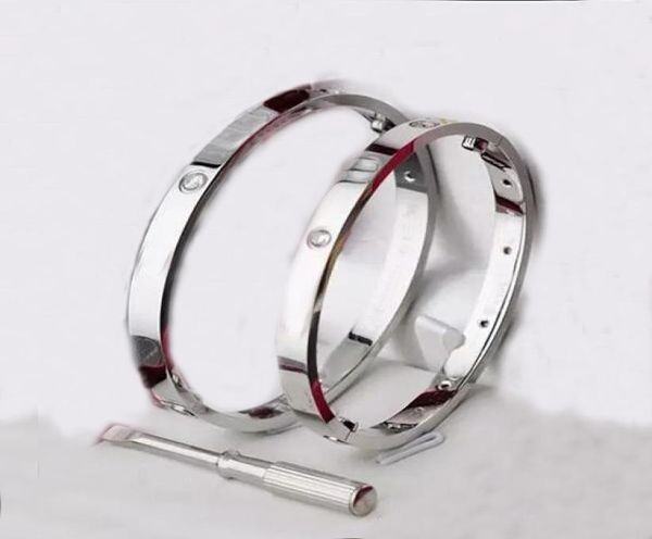 

2021 gold white gold and rose gold stainless steel bangle bracelet with screwdriver and 4 stone with box set1543547, Black