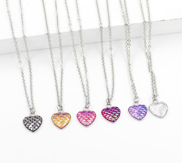 

fashion 12mm druzy drusy necklace stainless steel heart love fish scale necklace iridescent shimmery mermaid scale necklace8349292, Silver