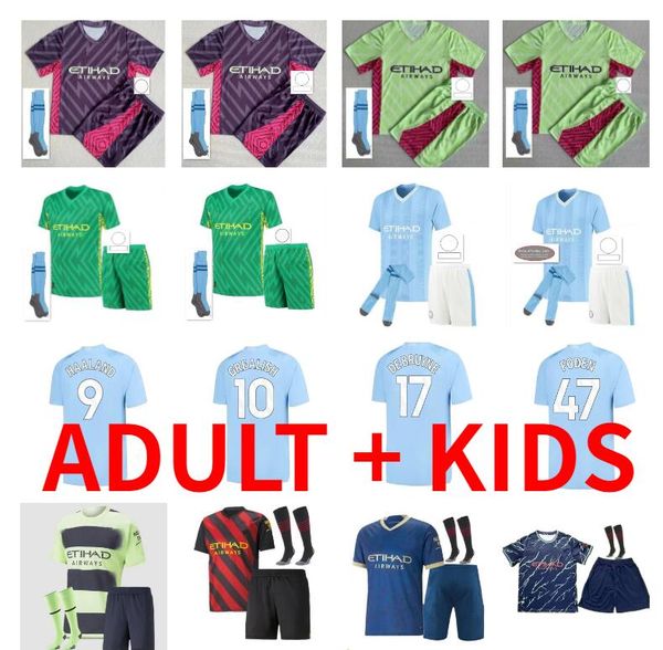 

haaland soccer jerseys 22 23 24 de bruyne mans cities grealish bernardo gundogan ferran mahrez manchesters foden 2023 2024 football shirt un, Black;yellow