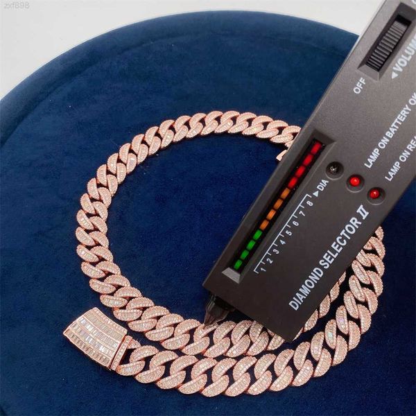 

hip hop jewelry silver 925 iced out moon shape 15mm maimi rectangle diamond vvs necklace for men gold cuban link chain