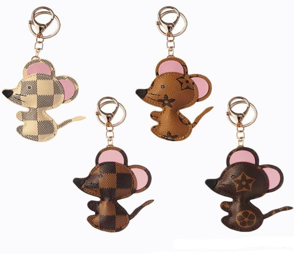 

mouse design key chains rings lovers car keychains handmade pu leather flower animal keyrings holder cute men women bag pendant ch8344404, Slivery;golden
