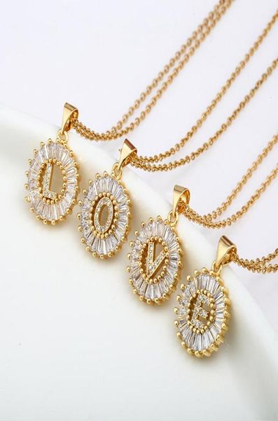 

custom initial 26 letter name pendants necklace stainless steel chain round micro pave crystal cubic zirconia letters charms jewel9852506, Silver