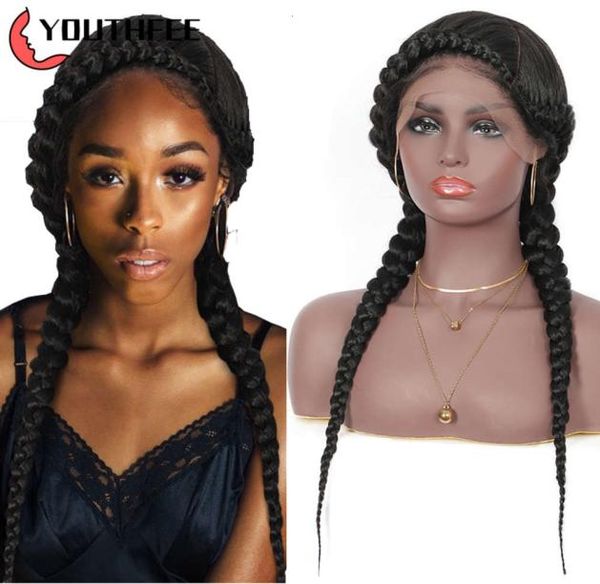 

youthfee 24 centimeter swiss lace front dutch twins smooth wigs with baby hair for black women buttons box smooth synthetic wig8065517