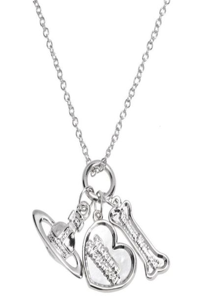 

silver three pendant bone love saturn necklace orbit saturn necklace fashion wild necklace1129208