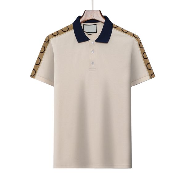 

designer men's polo shirt black and white light luxury short sleeve stitching 100% cotton classic embroidery alphabet business casual, White;black
