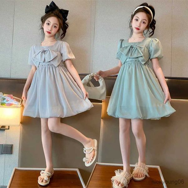 

girl's dresses summer princess dress with big bow kids cute mini short for girls solid party children teenage clothing 9 r230607, Red;yellow