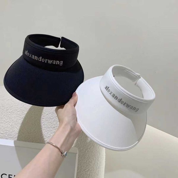 

designer golf cap brand wang wang's diamond inlaid empty hat ice silk summer women's headless sun protection fashion brand network, Blue;gray