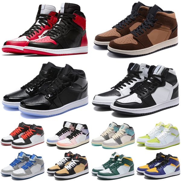 

1 1s mens basketball shoes spider verse bred patent lost found gorge lucky green university blue chill royal toe dark mocha marron men women