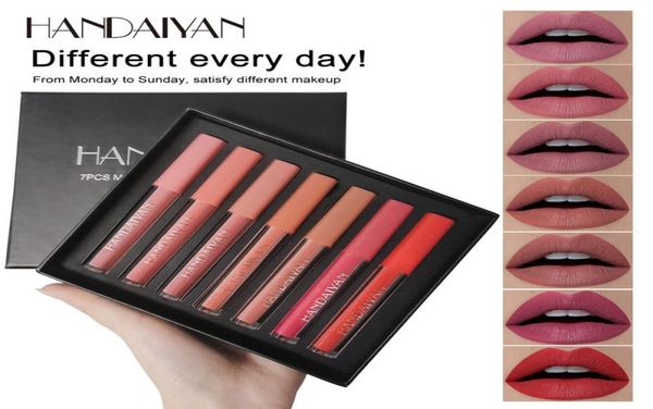 

handaiyan weekly 7 lip gloss set liquid matte lipstick nonstick cup longlasting natural whole makeup lipgloss gift box7383030