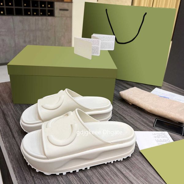 

luxury designer womens letter embroidery style slippers sandal sliders macaron thick bottom non-slip soft bottom fashion gc slipper women sa, Black