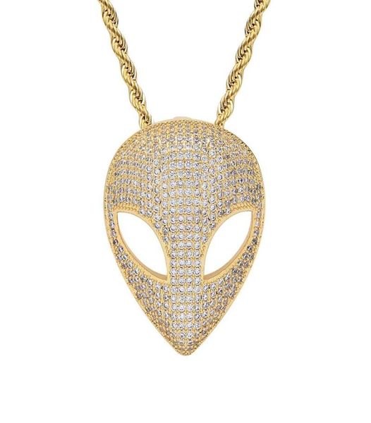 

hip hop claw set cz stone bling iced out solid alien pendants necklaces for men rapper jewelry drop pendant8700933, Silver