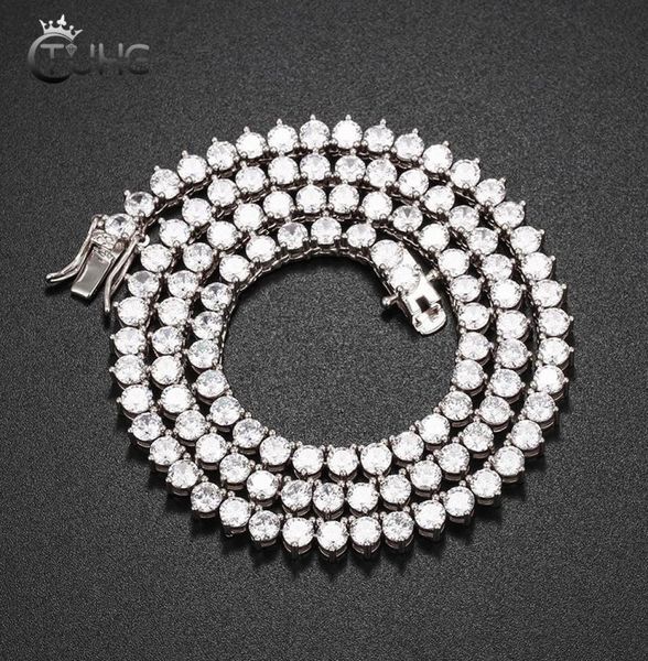 

design 3 claw 5mm tennis chain necklace iced out bling zircon 1 row crystal women men party jewlery gold silver color pendant neck7372453