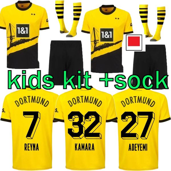 

23 24 haller soccer jerseys reus reyna dortmund neongelb bellingham hummels brandt witsel kids kit sock football shirt, Black