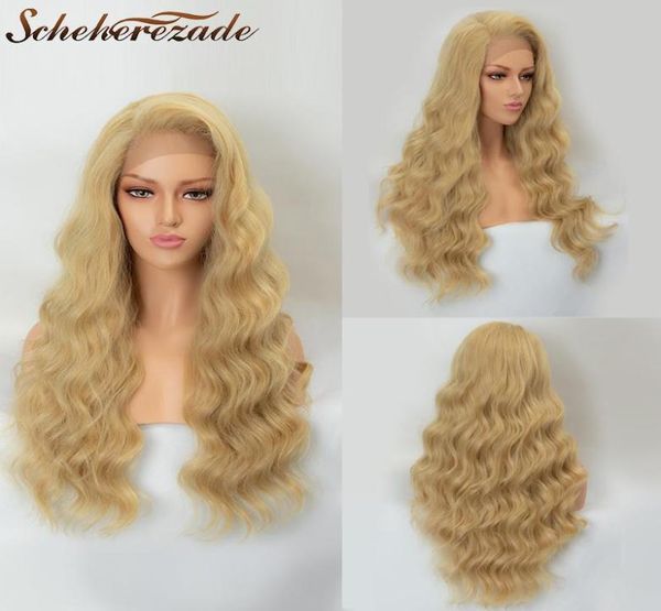 

synthetic wigs scheherezade 613 blonde lace front wig with natural hairline long wavy for black women 28 inch heat resistant1091630