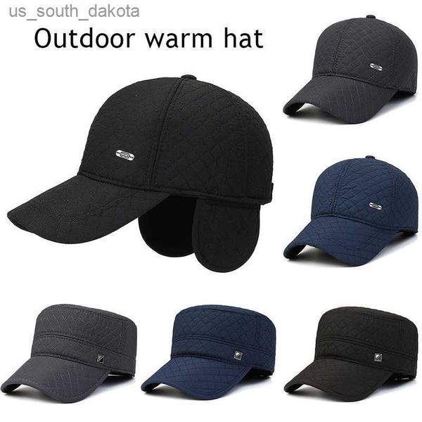 

autumn winter baseball cap for men casquette earmuffs cap flat cap baseball caps dad hat with ear flaps thick warm diamond line l230523, Blue;gray