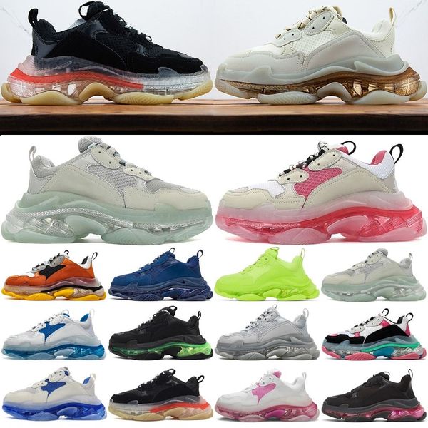 

casual shoes triple s clear thick sole crystal bottom 17w trainers dad shoe sneaker black mens womens beige triples runner high platform fla