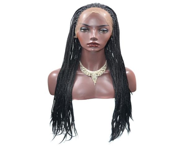 

natural black braided lace front wigs long braids wigs 1824 inch glueless synthetic lace front wigs for black women heat resistan4950601