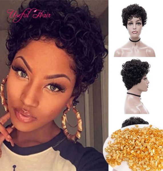 

micro curl 6inch synthetic braiding wig afro kinky curly blonde curly wig braided wigs jerry curly hair short wave blonde ombre we3948618, Black