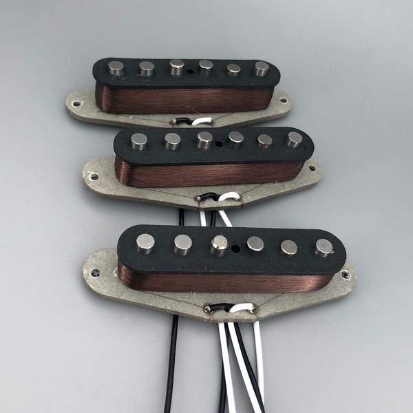 

st vintage v70 sss handwound alnico 5 guitar pickups grey bottom plate plain enamel wires