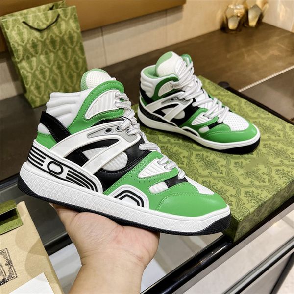 

designer luxury basket multicolor leather distressed high sneakers casual shoe sneaker with box, Black