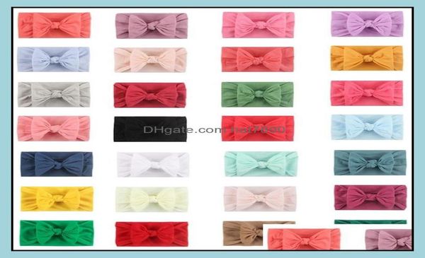 

headbands hair jewelry baby girl turban headband soft nylon headwraps bow knot stretchy bands children little girls fashion hairs 5819360, Silver