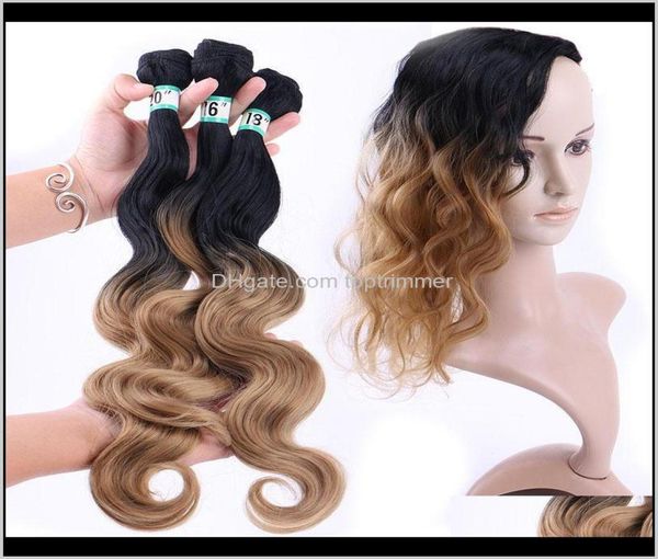 

hair products drop delivery 2021 ladies body wave bulks european trend women ombre double color extensions wavy weave wefts bulk h1846753, Black