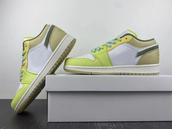 

classical designer shoes bask etball shoes jumpman 1s low oil green light lemon outdoor sneakers size available with original box and fast s