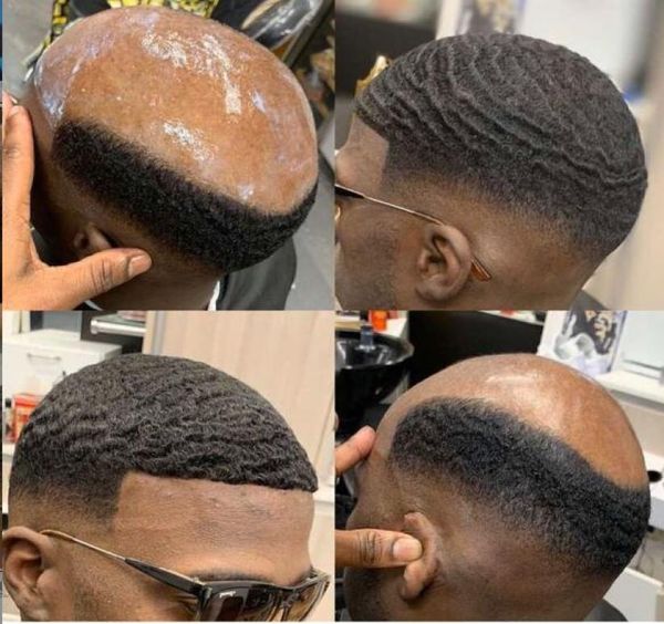 

men hair wig 10mm wave full lace toupee wavy toupee black 1b brazilian virgin human hair replacement for black men fast 3696028