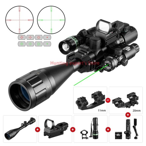 

vomz 6-24x50 hunting tactical optical sight red dot holographic laser combination rifle scope spotting scope for rifle hunting -green