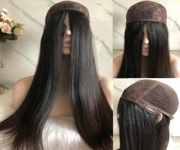 

4x4 silk jewish wig black color 1b finest european virgin human hair kosher wigs capless wigs fast express delivery1823905, Black;brown