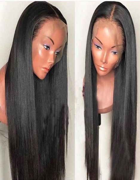 

human hair lace front wig 30 inch long silky straight glueless virgin brazilian 30 in full lace human wigs for black women5784660, Black;brown