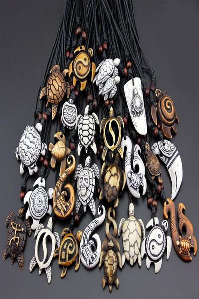 

mix order mix style fashion men woman imitation yak bone carved lucky surfing sea turtles pendants necklace 30pcslot6742691, Silver