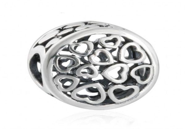 

authentic 925 sterlingsilverjewelry openwork heart charms loving sentiments beads for diy brand logo bracelets jewelry making ac9167251, Black