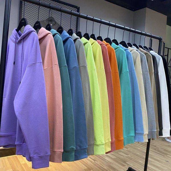 

luxury designer 100% cotton terry heavy weight plain sweatshirts oversized hoodie stock, Black
