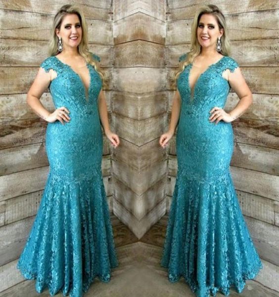 

elegant lace mother of the bride dresses 2020 plus size short sleeve deep v neck mermaid wedding party formal evening dress8734035, Black;red