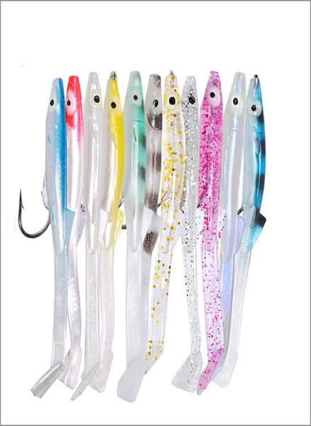 

6pcslot fishing lure fish eel lures white blue soft baitss with hook 8cm 23g small artificial baits pesca leurre8248776