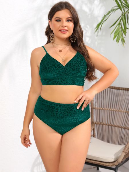 

2023 new designer swimsuit for women plus size leopard print bikini sets knot back high waisted swimwear bathing suit, White;black