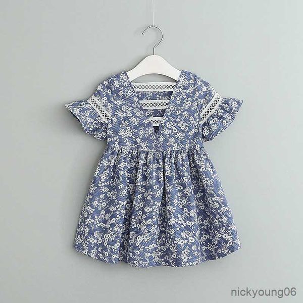 

girl's dresses summer girls' floral print dress new toddler baby girl holiday casual hollow cotton children's clothing wt741, Red;yellow