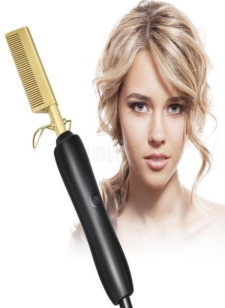 

hair straighteners straightener electric straightening comb heating straight styler corrugation curling iron curler 2210263217460, Black