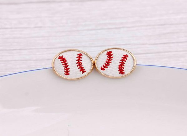 

16mm embroidery baseball stud earrings cheetah animal print hairy genuine leather studs for women gold softball earrings sports je5361013, Silver